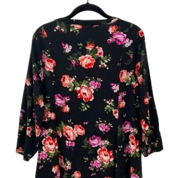 Torrid Black Floral Challis Button Down Trapeze Midi Dress - Picture 12 of 15